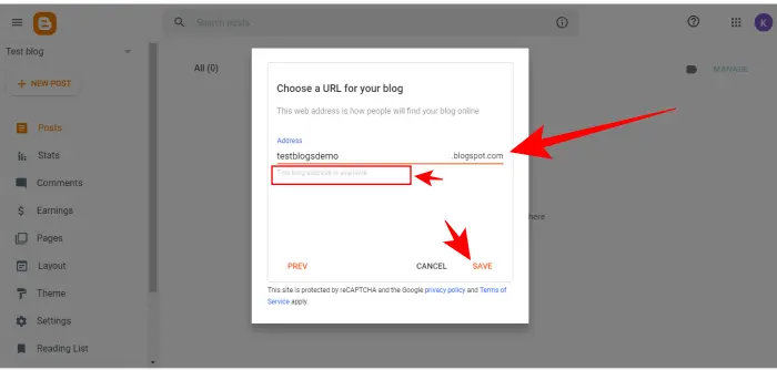 Blog का URL Address create करें